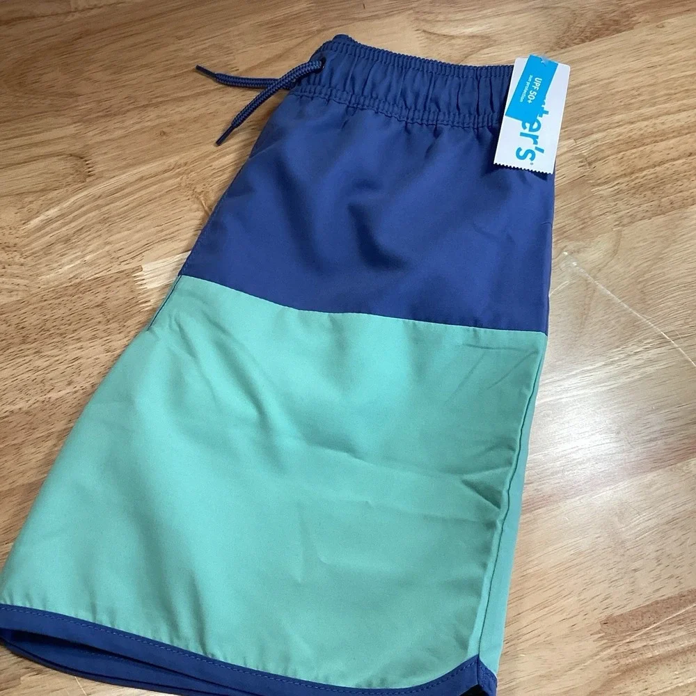 Boys Carter's Color Block Swim Trunks- Blue/Green- 10- NWT‎